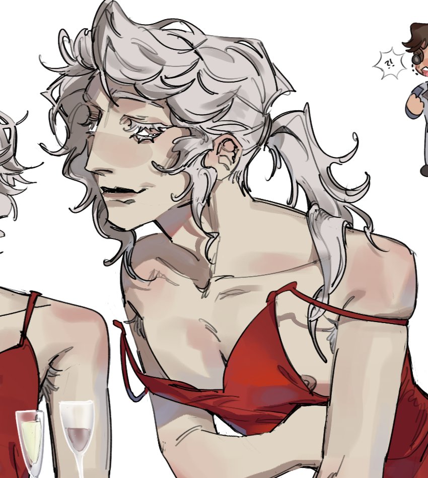 gotha3sdrew's tweet photo. whoops! he spilled the wine! 

also, pls forgive me (couldn't find og post talking abt red dress frederick,,) https://t.co/YwgWCVdTEX