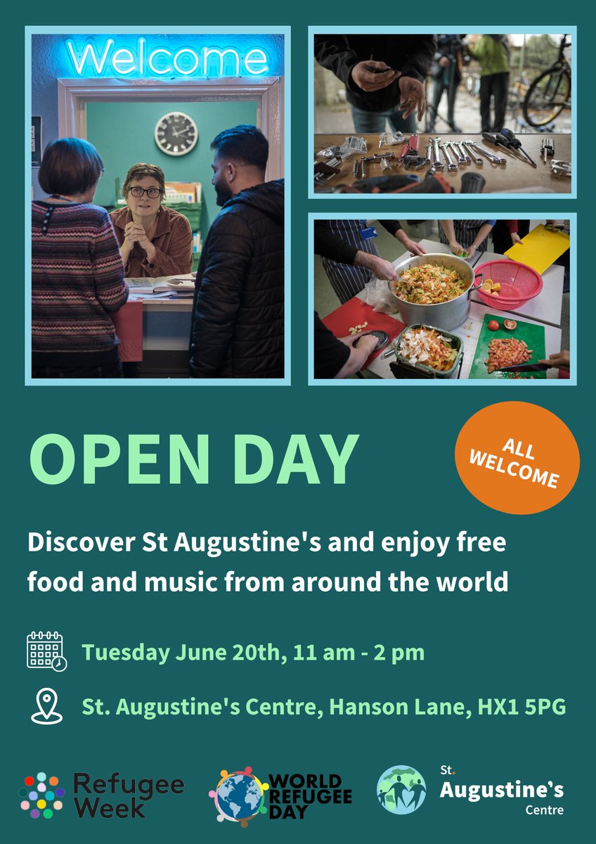 Join us for our Open Day on June 20th: Celebrating #RefugeeWeek2023 &amp; #WorldRefugeeDay 🌍
🍲 Free Global Food
🎶 World Live Music
🏓 Activities for All Ages
Come and discover how we support refugees and people seeking asylum in our community. Let's celebrate culture together. 🧡