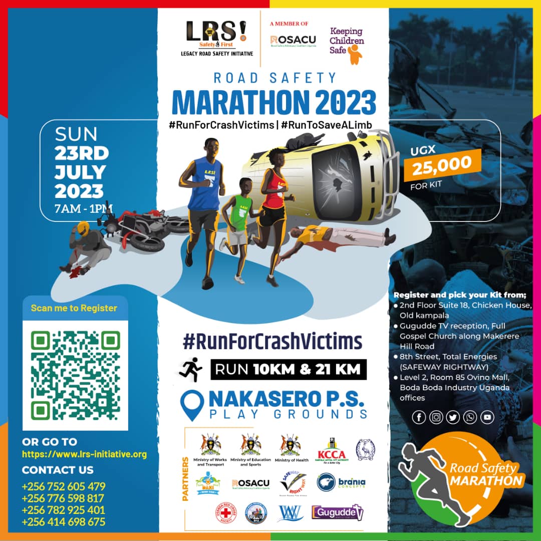 Road Safety Marathon 2023. Join us as we #RunForCrashVictims. Scan the QR code to register
