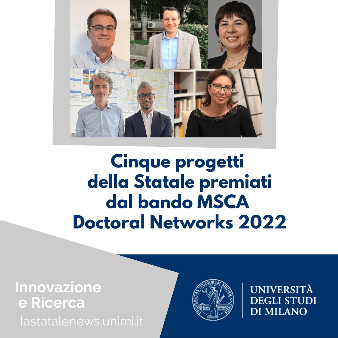 Università degli Studi di Milano (@lastatale) on Twitter photo Sono i cinque progetti de <a href="/LaStatale/">Università degli Studi di Milano</a> premiati dal bando Marie Skłodowska Curie Action Doctoral Networks 2022, azione del programma #HorizonEurope per finanziare network per la formazione e la mobilità di dottorandi e dottorande 👉 bit.ly/43nV64s Sono i cinque progetti de <a href="/LaStatale/">Università degli Studi di Milano</a> premiati dal bando Marie Skłodowska Curie Action Doctoral Networks 2022, azione del programma #HorizonEurope per finanziare network per la formazione e la mobilità di dottorandi e dottorande 👉 bit.ly/43nV64s
