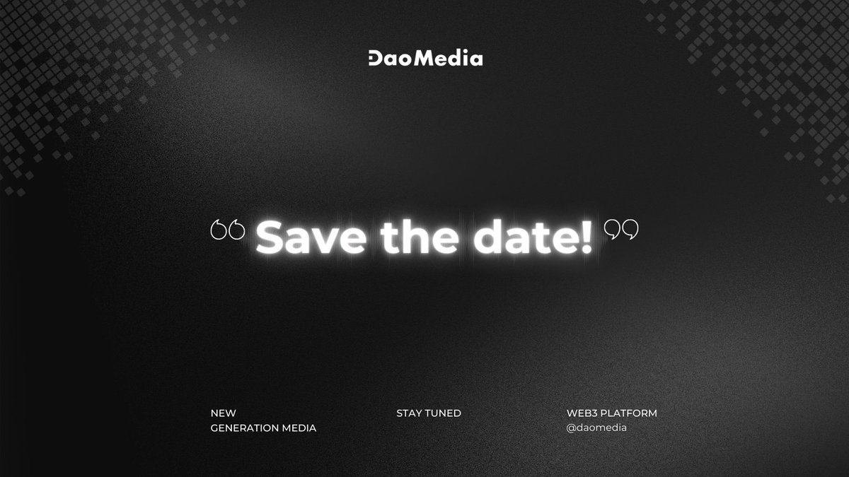 📢 Save the date! 

We're excited to announce that DAO MEDIA is launching in July. 

Get ready to join us on a journey to revolutionize the media landscape. 

Stay tuned for more updates and exclusive sneak peeks! #ComingSoon #MediaRevolution