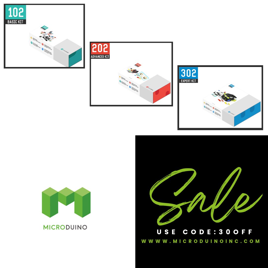 Because you need some good news this week, we are inviting you to take advantage of our one day flash sale today! 😱

Get 30% off your purchase of these kits when you enter code "30OFF" at check out. Visit: microduinoinc.com/store to purchase your kit today!  #Microduino