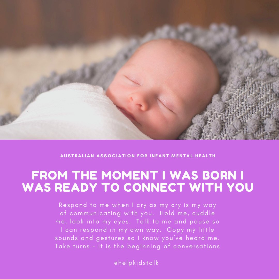 HelpKidsTalkNI's tweet photo. Super advice from Australian Association for Infant Mental Health... babies are born ready to connect with us! We need to pay attention and respond to their communication attempts! #babiescannotwait #infantmentalhealth https://t.co/mTIZjiK8bz