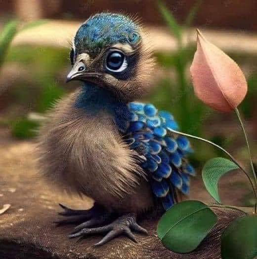 Look, just look at this adorable baby peacock. #MondayVibe