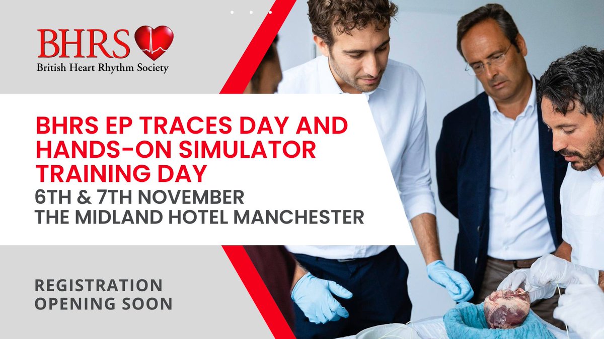 BHRS is holding 2 training days in Manchester this autumn:  

✅Mon 6 Nov – An interactive exploration of EP traces day 

✅Tues 7 Nov – A hands-on practical demonstration day with training provided on EP simulators  

Open to BHRS members only (places are ltd). Reg. opens soon.