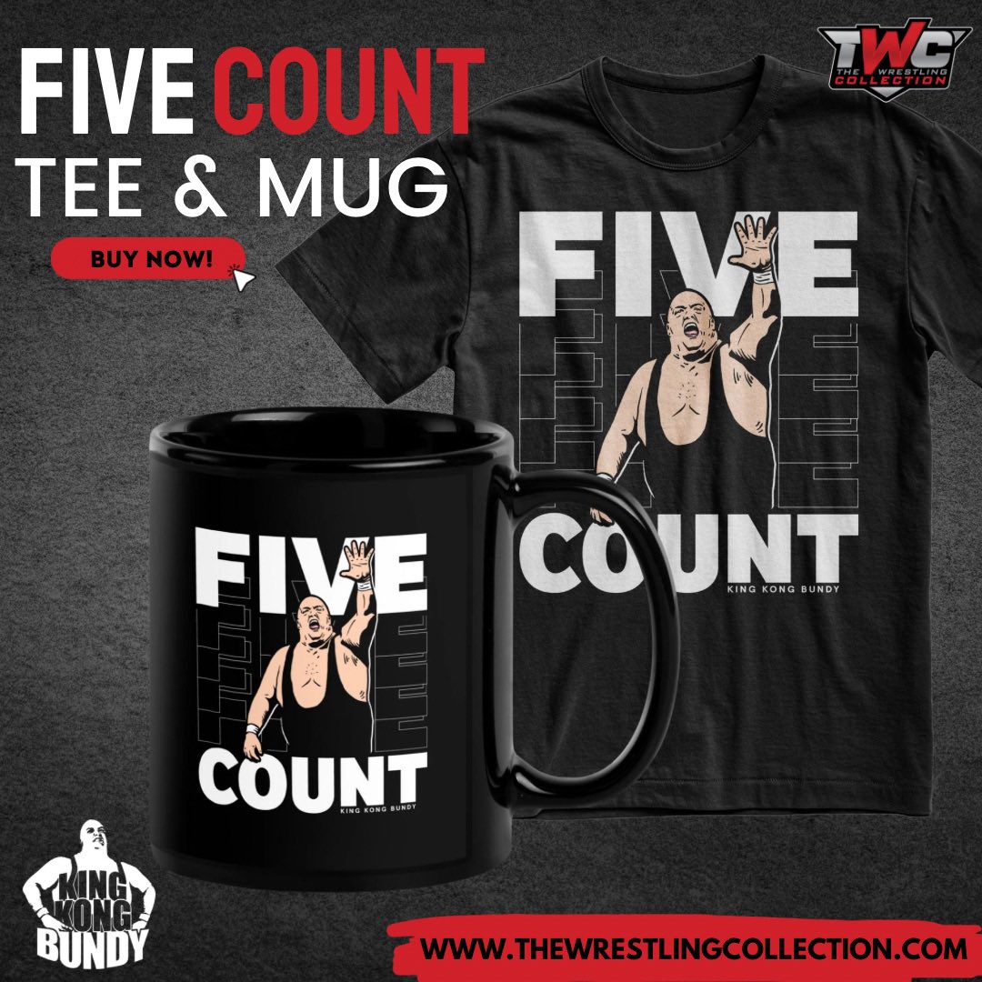 Why not match your Five Count Tee with a mug? Buy yours today in the link below! thewrestlingcollection.com/collections/ki…