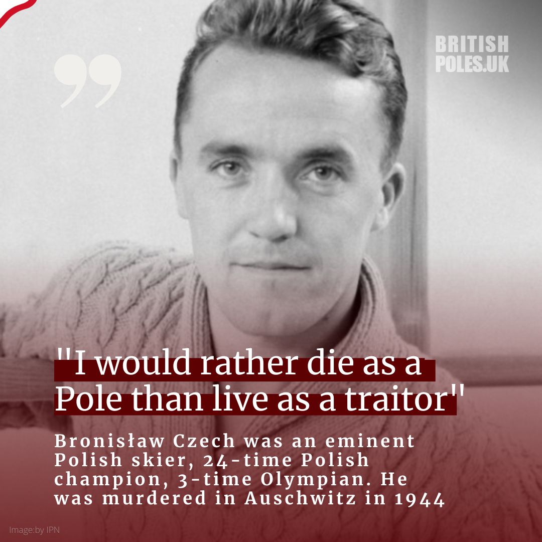britishpoles's tweet photo. Bronisław Czech was an eminent Polish skier, 24-time Polish champion, 3-time Olympian, mountain climber, rescuer, and glider pilot. After the Germans occupied Poland, they offered him employment as a coach. Instead, he joined the resistance saying: "I would rather die as a Pole than live as a traitor".
He was in the first transport of Polish prisoners to German KL in Auschwitz. #OTD in 1944, he died there of exhaustion.
Read more: https://t.co/20mPq9EbS0