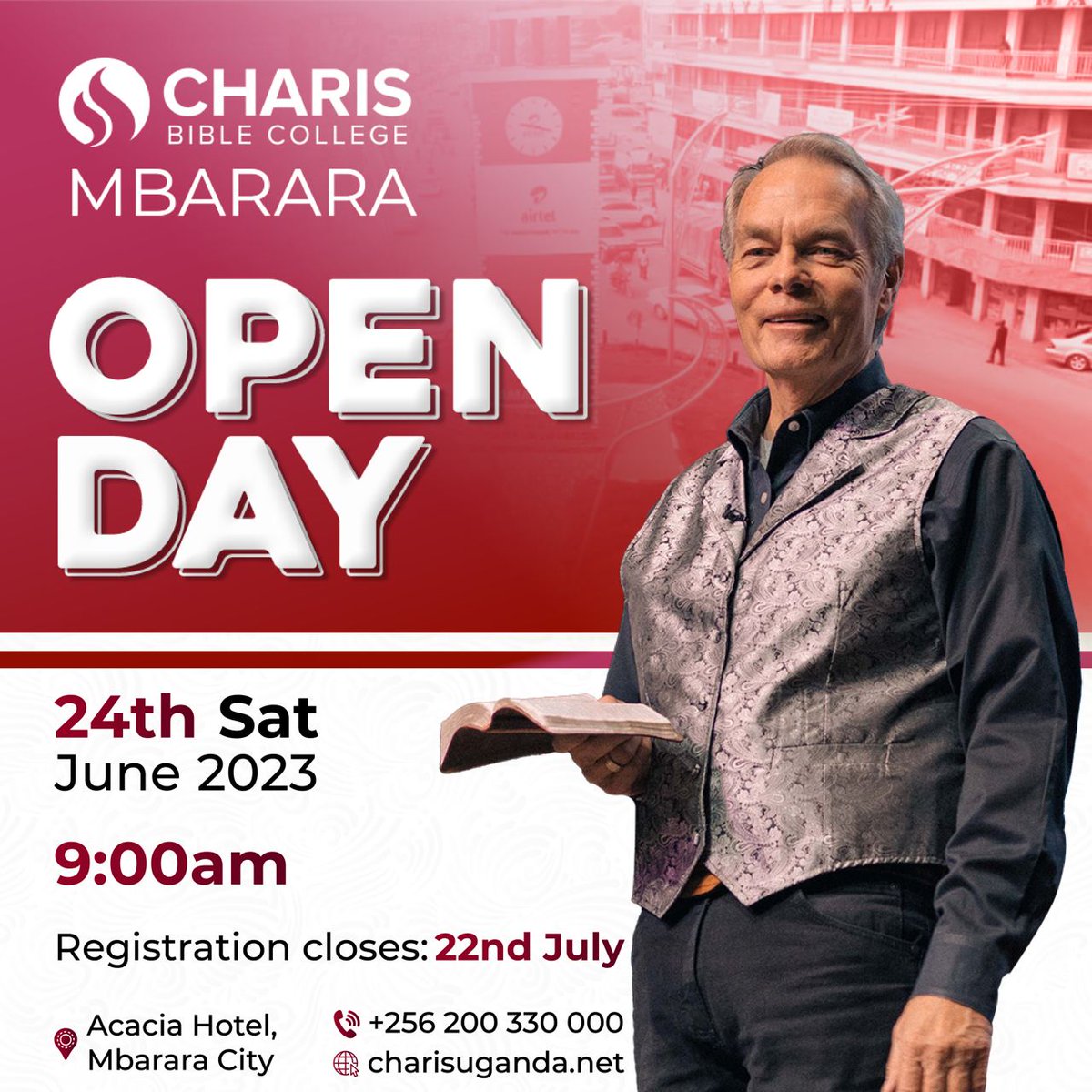awmuganda's tweet photo. Are you a Resident of Mbarara? The Charis Bible College Experience is something you don't want to miss!!!
Attend our Open Campus Day to have a feel...
See Flier for details...
#Opencampusday #Grace #unconditionallove #God #CharisBibleCollege #Jesus https://t.co/JdmOwfvjQS