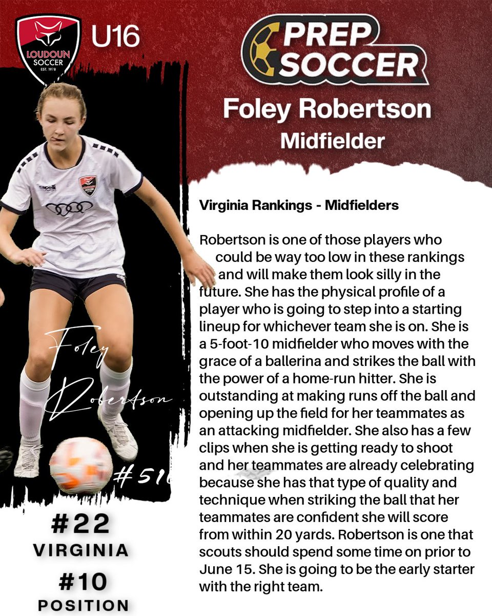 Northern Virginia Alliance ECNL 2007 (@allianceecnl07) on Twitter photo Standing tall on June 15th will be our <a href="/FoleyRobertson/">Foley Robertson</a> - this mention by <a href="/PrepSoccer/">Prep Soccer ⚽️</a> says it all! <a href="/JREskilson/">J.R. Eskilson</a> <a href="/TheSoccerWire/">SoccerWire</a> <a href="/ECNLgirls/">ECNL Girls</a> <a href="/loudounsc/">Loudoun Soccer</a> <a href="/ImCollegeSoccer/">College Soccer Truth ™</a> <a href="/ImYouthSoccer/">ECNL/GA/Recruiting/College Soccer</a> Standing tall on June 15th will be our <a href="/FoleyRobertson/">Foley Robertson</a> - this mention by <a href="/PrepSoccer/">Prep Soccer ⚽️</a> says it all! <a href="/JREskilson/">J.R. Eskilson</a> <a href="/TheSoccerWire/">SoccerWire</a> <a href="/ECNLgirls/">ECNL Girls</a> <a href="/loudounsc/">Loudoun Soccer</a> <a href="/ImCollegeSoccer/">College Soccer Truth ™</a> <a href="/ImYouthSoccer/">ECNL/GA/Recruiting/College Soccer</a>