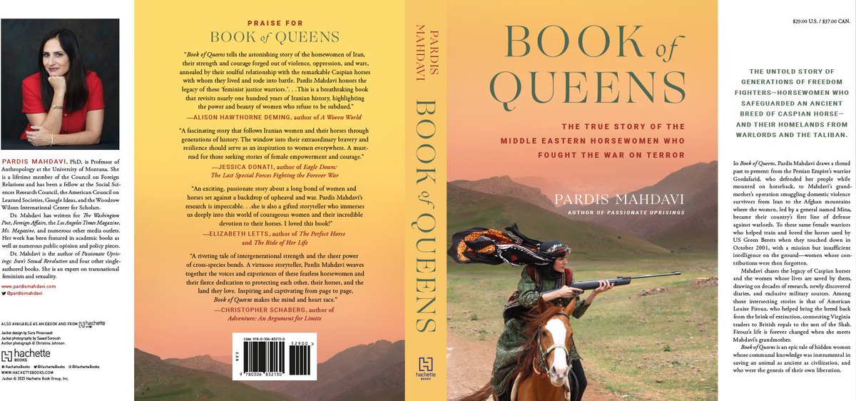 Well lookee here, another absolute stunner of a book jacket from @HachetteBooks's talented Art dept, featuring 2 of the coolest women on the planet. To learn more about the horsewomen warriors in the Middle East, preorder @pardismahdavi's BOOK OF QUEENS now, out in August!