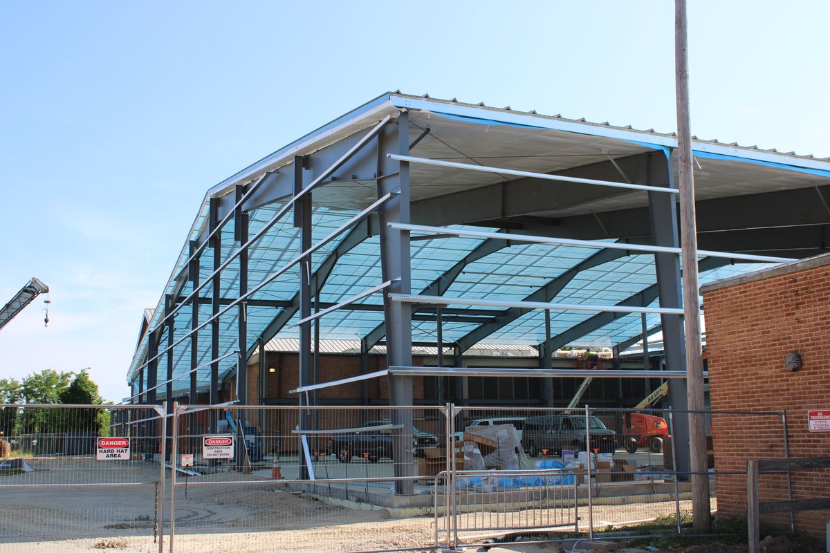 Pallotti_HS's tweet photo. Another Pallotti construction update! The steel has gone up for our Indoor Athletic Center and the roof is well underway. We can’t wait to show you all more updates over the summer! https://t.co/oJjqveI5Om
