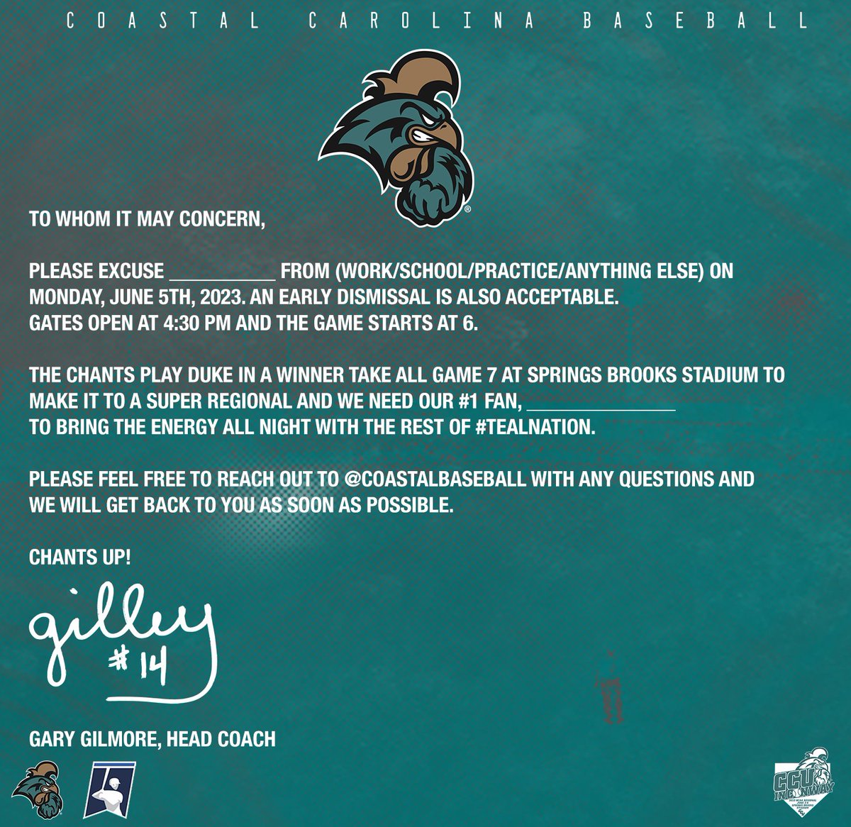 Coastal Baseball On Twitter We Got You Covered With The Boss CCU coastal-baseball-on-twitter-we-got-you-covered-with-the-boss-ccu