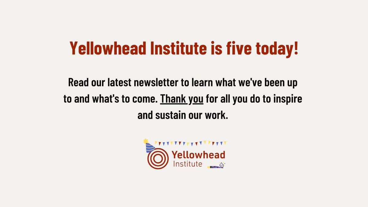 Its our birthday! We don't have a party planned but we accept gifts: Land Back and Cash Back, please. We're also very happy to have you with us for these five incredible years. mailchi.mp/yellowheadinst…