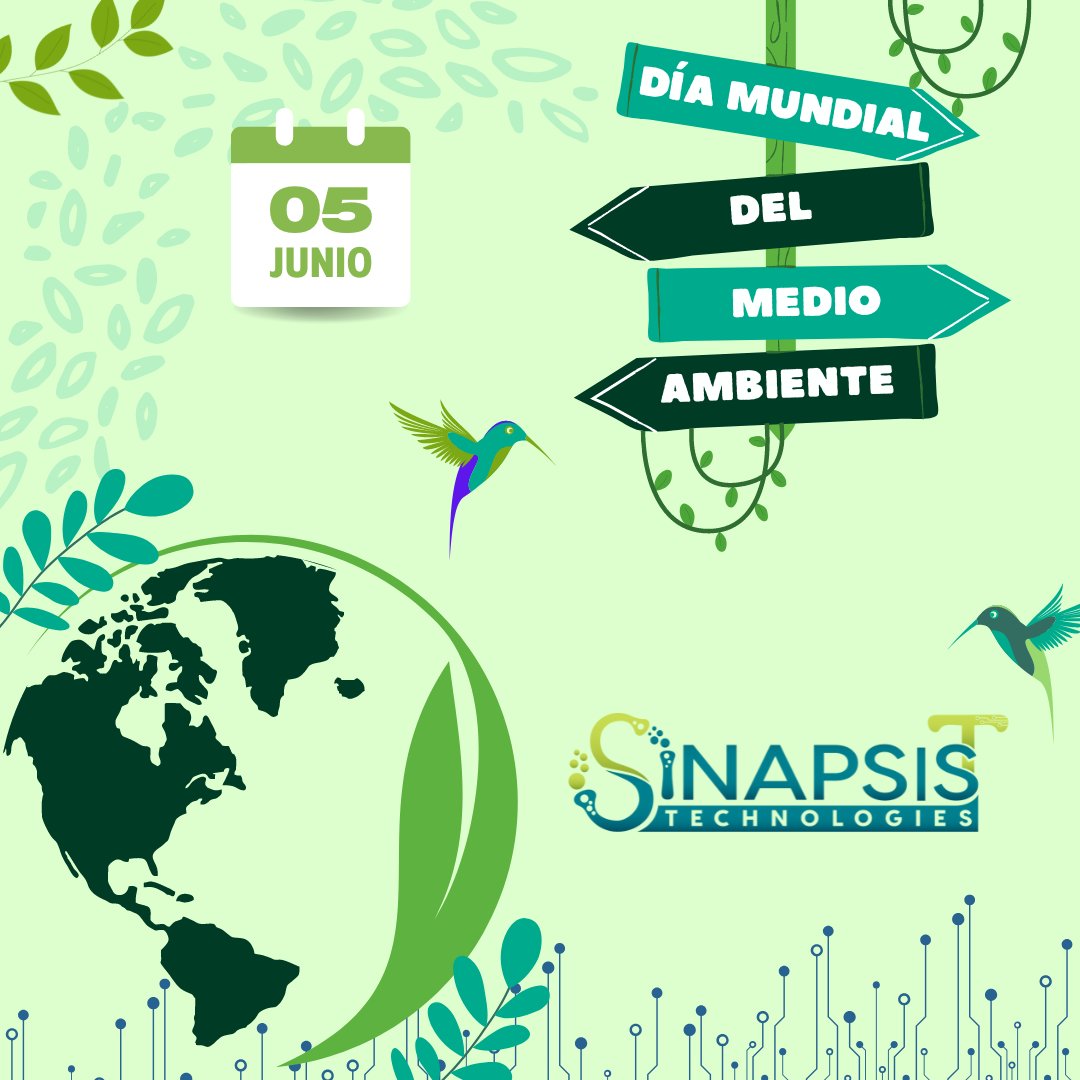 Sinapsis_T's tweet photo. 🌿En el Día Mundial del #MedioAmbiente nos sumamos al cuidado de la flora y fauna con el impulso de soluciones digitales amigables con el planeta. 🌎Tu también puedes ayudar al cuidar el planeta reciclando y haciendo un uso responsable del plástico.

#DiaMundialDelMedioAmbiente https://t.co/AvTbNKo4l1