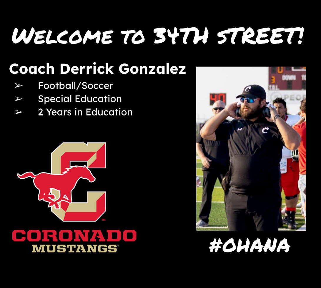 Welcome to CHS, Coach Gonzalez!  We are glad you are joining us!  #WeAreCoronado