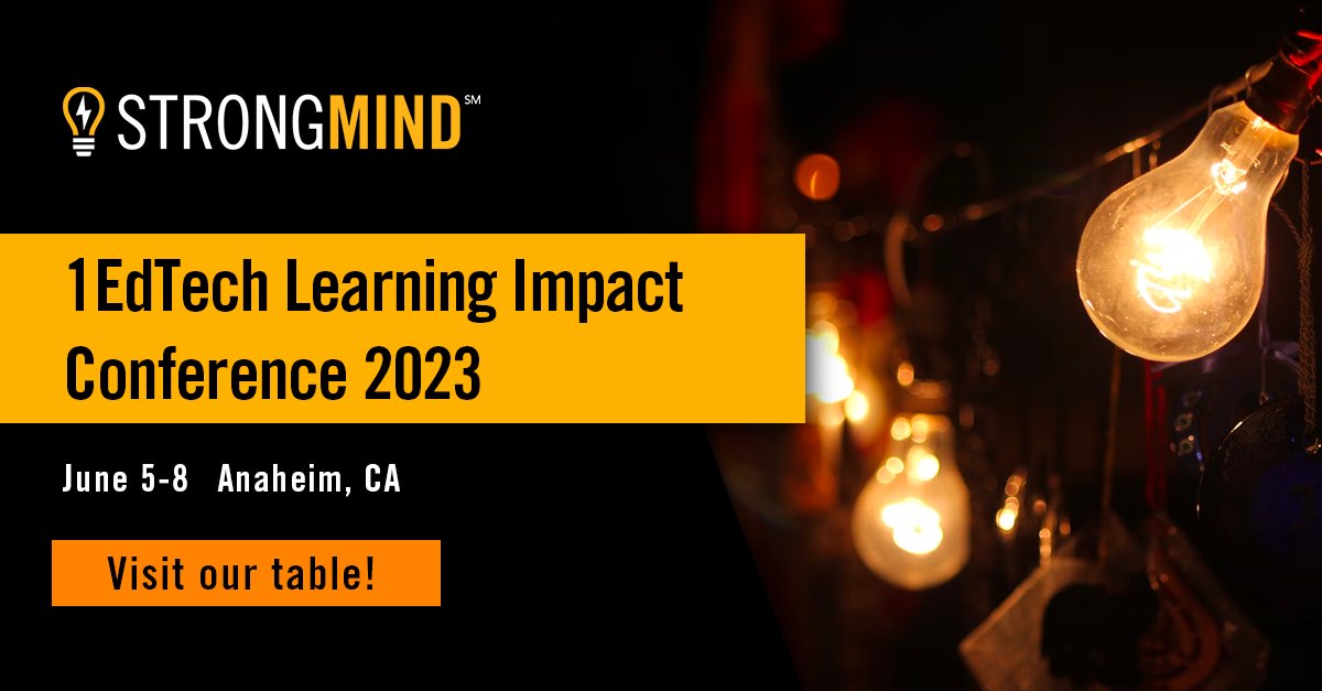 StrongMindSpark's tweet image. Coming to #LearningImpact23 next week? We&apos;d love to chat. Stop by our table between sessions!