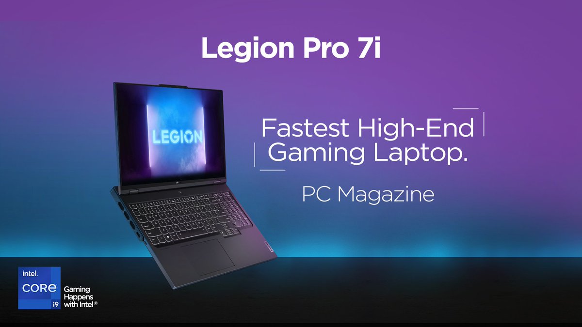 The Lenovo Legion Pro 7i ft. 13th Gen @Intel ® Core™ i9 processors has been named 💯Fastest High-End Gaming Laptop 💯 by @PCMag. Find out what makes it a speed champion 👉🏼 lnv.gy/3WJ3vwK