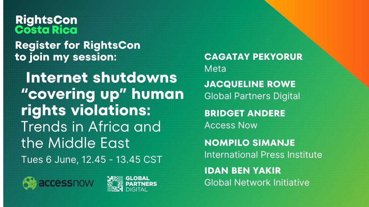 Tomorrow at #RightsCon (12.45 CST), join us for a panel w/@AccessNow on how govs are using internet shutdowns to mask rights violations in Africa & MENA: rightscon.summit.tc/t/rightscon-co…… #RightsCon Discussing findings from our joint report with Access Now: gp-digital.org/publication/ev…