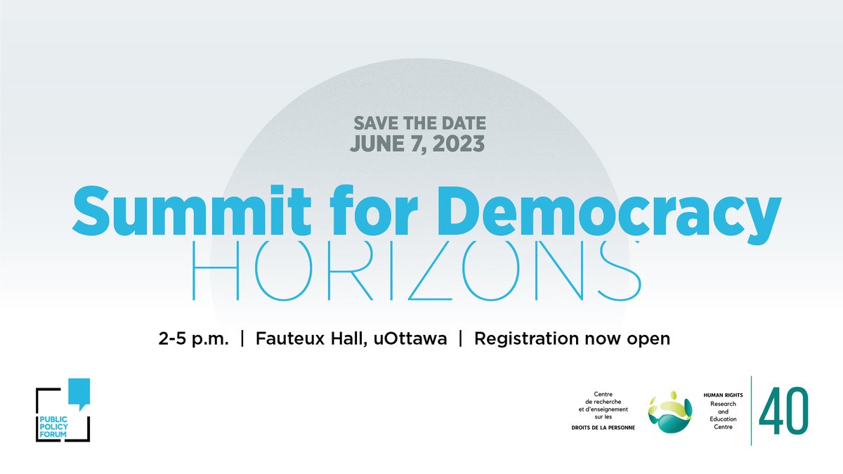 #SummitForDemocracy: Horizons is happening Wednesday, June 7. 

Distinguished speakers representing various expressions of democracy are coming together to reflect on this year’s Summit, and share future plans for collaboration and uniting on similar objectives.

Join <a href="/ppforumca/">Public Policy Forum</a>