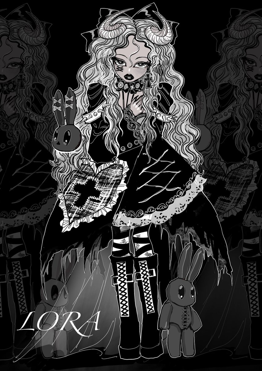 Seamy_blue's tweet photo. ✝️Goth✝️+-Lora-+
#goth #gothic #darkart #black #lolita #lolitafashion #doll #illustration #oc  #procreate #artist #art #artwork https://t.co/k4s3KVYijt