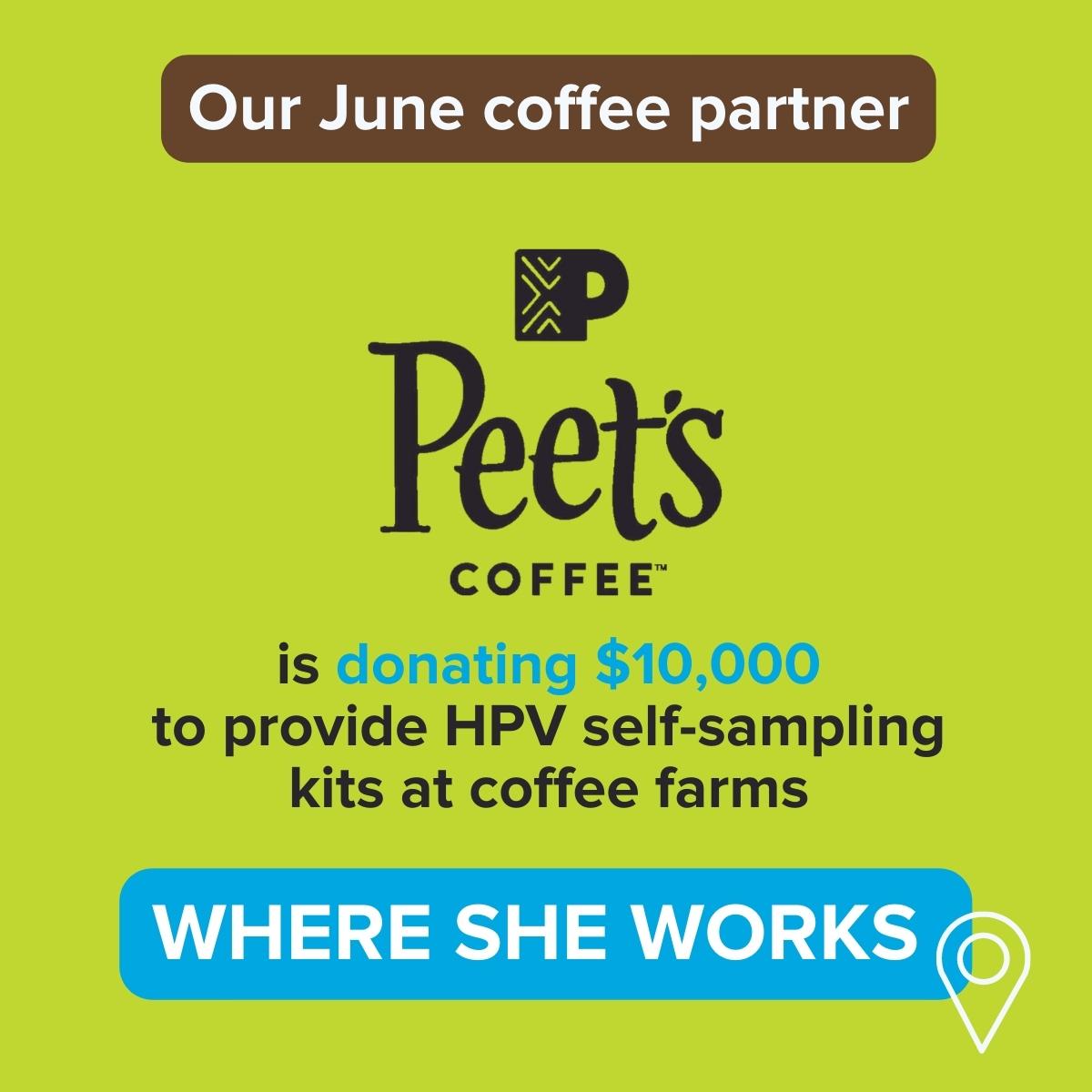 UPDATE! <a href="/peetscoffee/">Peet's Coffee</a> is kicking off our summer-long #wheresheis campaign. They are donating $10,000 and a bag of coffee to all who donate $27 or more this week.

Will you join them to help us raise our goal of $100,000? 
groundsforhealth.org/donate
