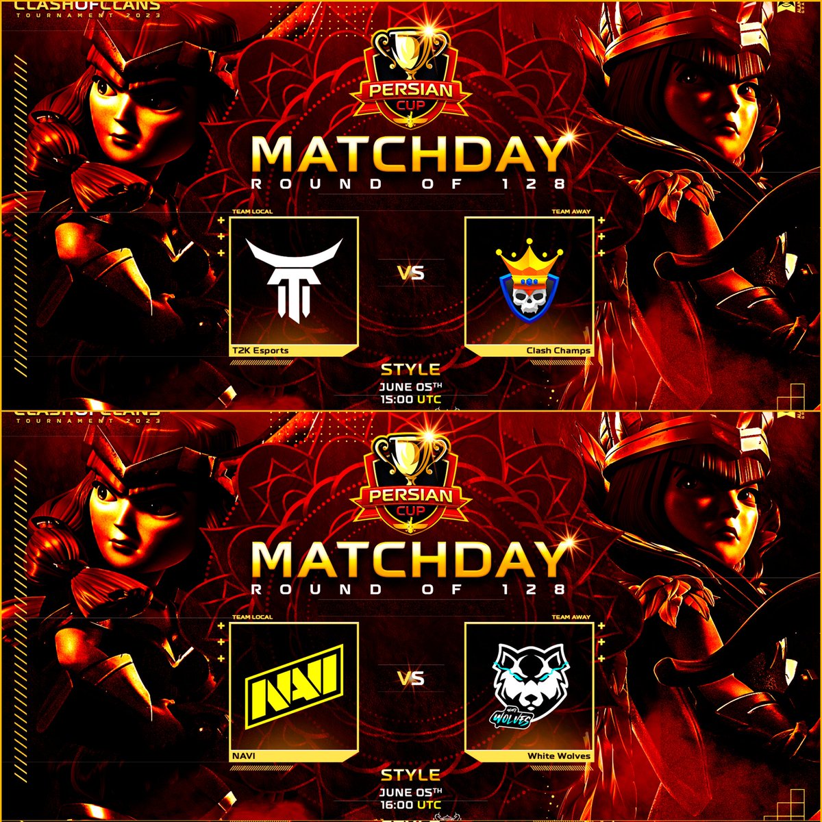 Style_coc's tweet image. 🟣 LIVEEEEEEEEEE!

Arrancamos la Semana con Doble Guerraza! 🚀

🏆 @PersianCup_Coc 

✅ #T2KEsports 🆚 @ClashChamps_CoC 

✅ @NAVI_coc 🆚 #WhiteWolves

TODOS para DENTRO! SIUUUU! ❤

👉 twitch.tv/style_coc