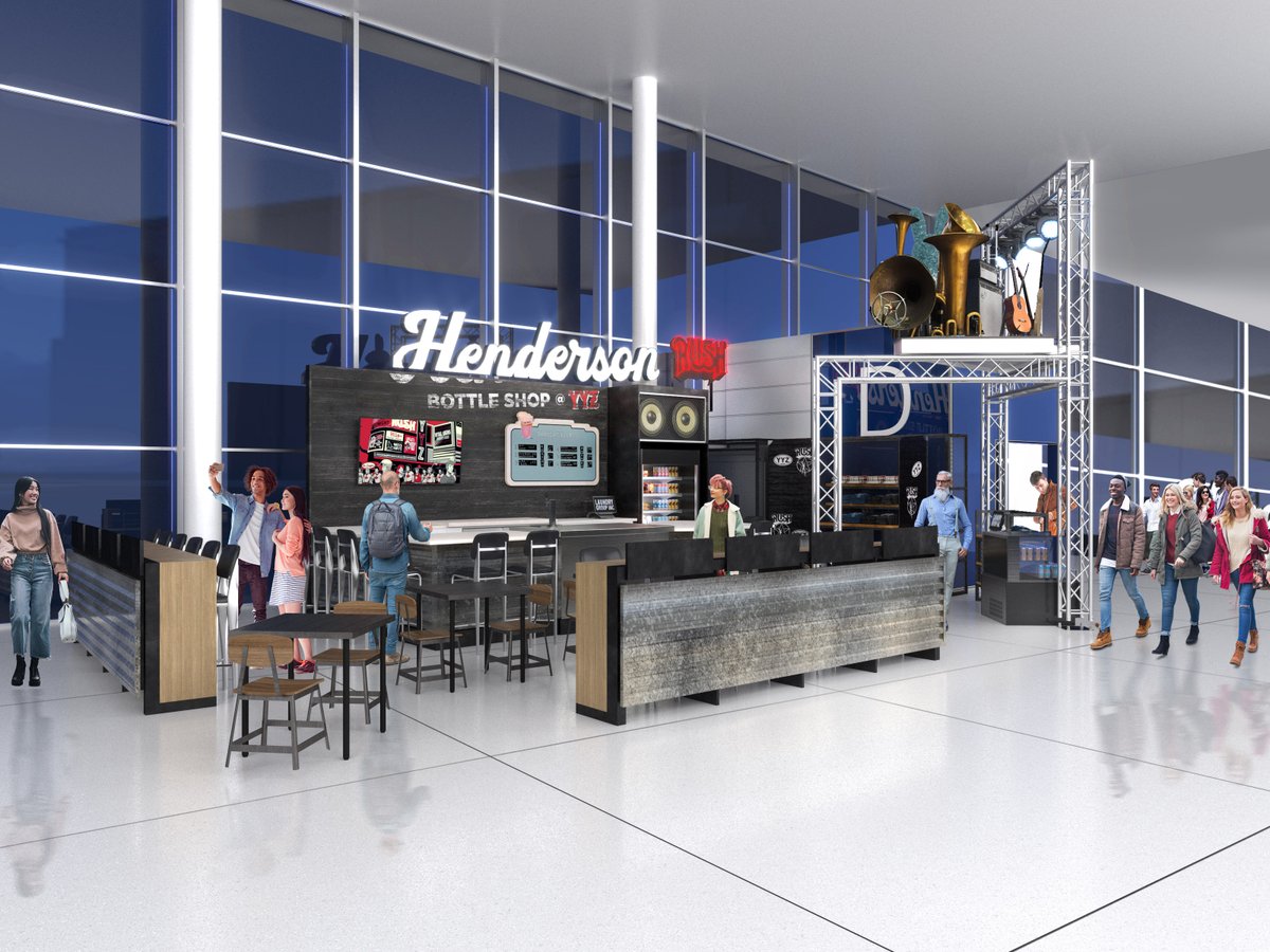 Announcing Henderson Brewery @ YYZ, A taproom in T1 of Toronto's Pearson Airport! The bar boasts artifacts from RUSH’s touring and recording career and will provide a unique experience for RUSH fans from around the globe. Henderson Brewery @ YYZ will open later this year! 🛩️ 🍻