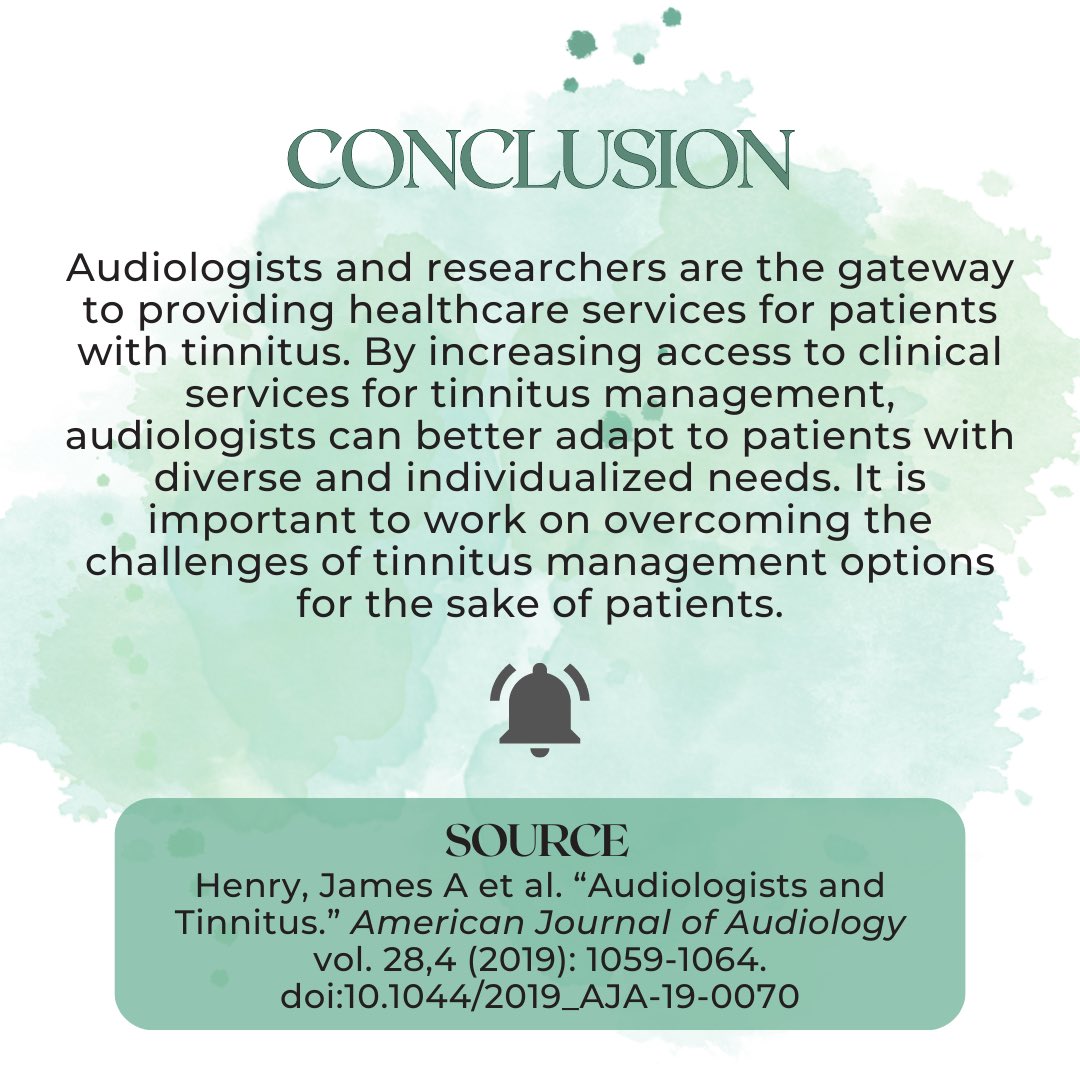 WSUSAA's tweet photo. (2/2) Tinnitus, ringing or sounds in the ears, is well-known by many patients and professionals in the field of audiology. Swipe to learn about the use of tinnitus management in audiology clinics, methods of measuring tinnitus perception, and tinnitus intervention. https://t.co/wOz42Gg1hh