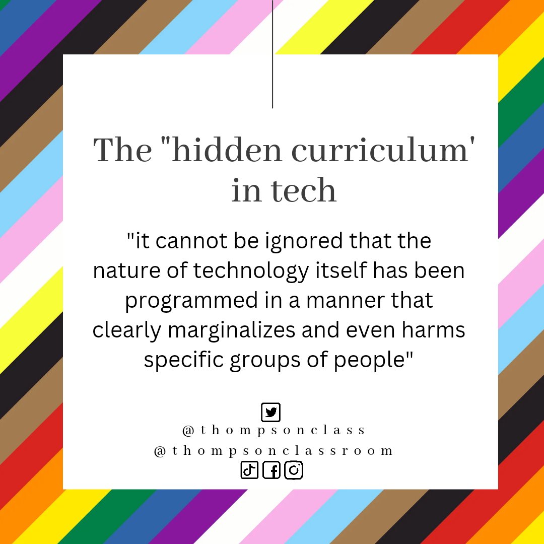 #MantraMonday have you looked at the bias programmed into the tech that you use? What assumptions does it make? What messaging does it send to students? 
#mvsd_mb 🏳️‍🌈