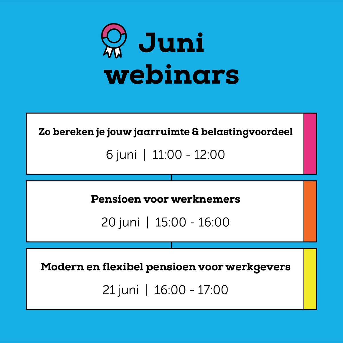 Elke maand geven we handige webinars om je op weg te helpen met #pensioen. 💡 Voor jezelf of voor je medewerkers. Check ze hieronder en meld je aan via deze link: brightpensioen.nl/agenda/