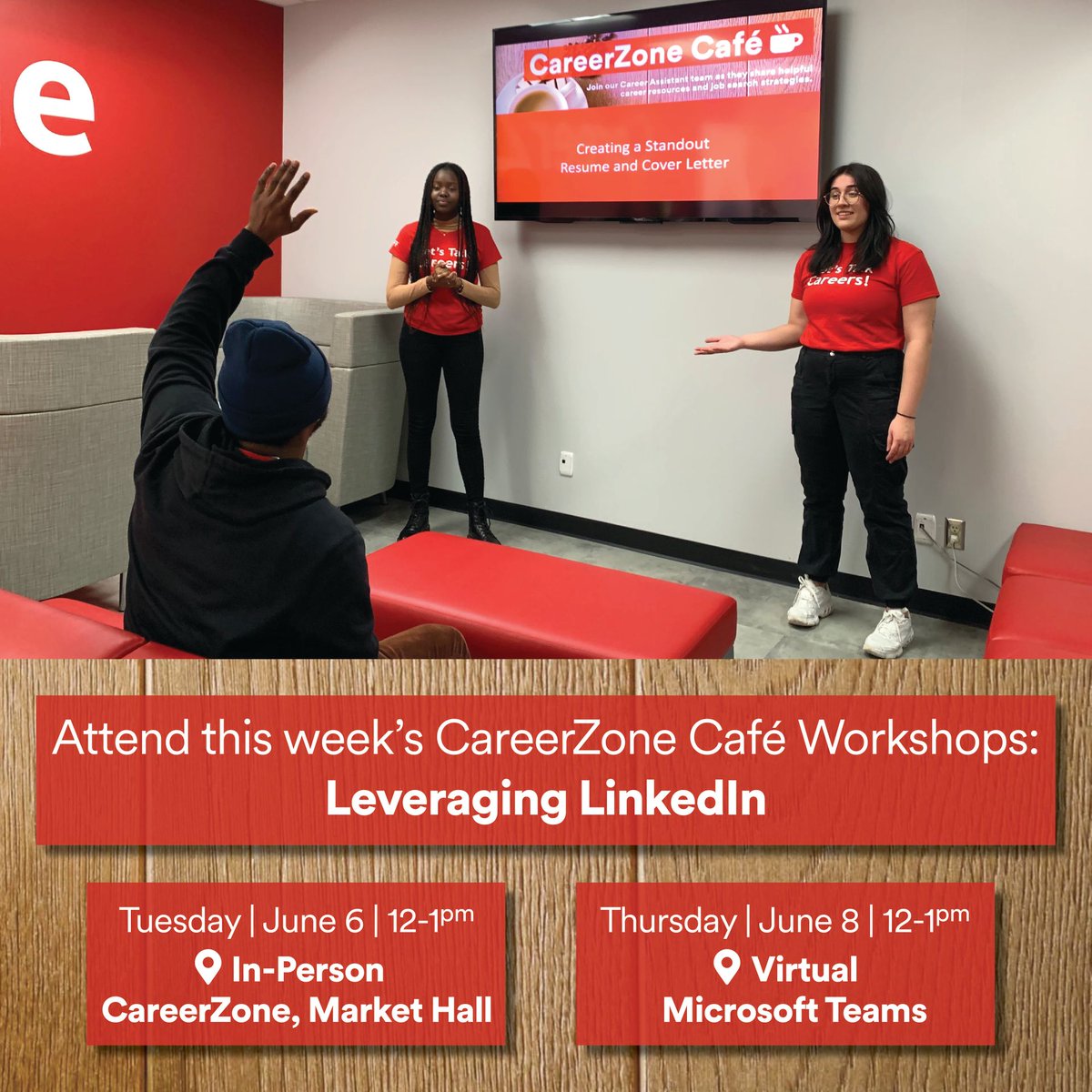 Discover how you can utilize LinkedIn to promote your skills to employers, make connections and discover job possibilities. Join us from 12 to 1 p.m. on Tuesday in CareerZone or Thursday on MS Teams (link in bio).