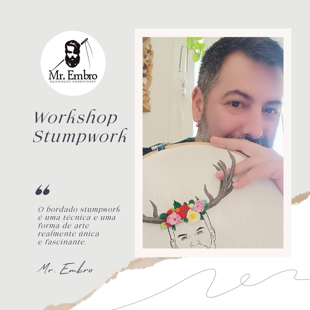 Dia 17 de junho, das 10h às 13h, estarei a lecionar um workshop de bordado Stumpwork na Mom's Knitting, localizada na Rua Agostinho Neto, 35, loja B, 1750-004 Lisboa, Portugal.  As vagas são limitadas, por isso não percas tempo!