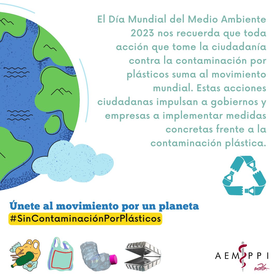 El 5 de junio se celebra el Día Mundial del Medio Ambiente🌎🍃, con la finalidad de sensibilizar a la población mundial acerca de la importancia de cuidar nuestros ecosistemas y fomentar el respeto al medio ambiente✨. Únete a la campaña #SinContaminacionPorPlasticos 🥤🐢🌊