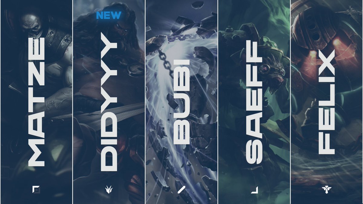 Kaum verändert aber um so hungriger werden unsere BNX Jungs diesen Split erneut den Angriff auf Div. 4 vornehmen 💪

Willkommen:
🏝️ <a href="/MatzeupTop/">Matzeuptop</a> 
🦧 <a href="/didyyy777/">didyyy</a> 
🧙‍♂️ <a href="/BNX_Bubi/">Moritz</a> 
🏹 <a href="/Seth872/">Saeff</a> 
🦥 <a href="/BionixFelix/">Felix</a> 

💼 @N1L0_X 

Auf einen erfolgreichen Split, Jungs 💙
#JoinThePack🐺