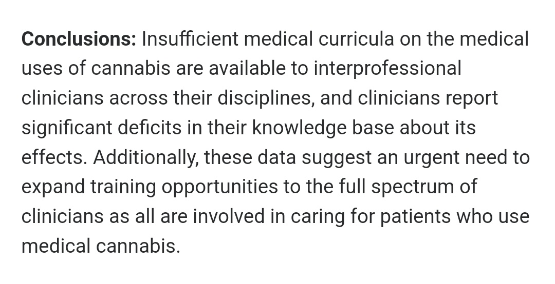 Clinician Attitudes, Training, and Beliefs About Cannabis: An Interprofessional Assessment
liebertpub.com/doi/full/10.10… @DFCRorg