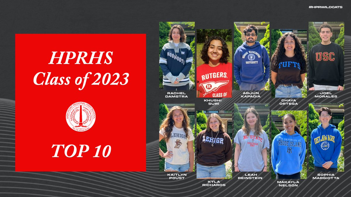 Miso Brownbridge (@hprhs_miso) on Twitter photo Please help me congratulate the Class of 2023’s Top 10 Students! Great work and good luck in the next chapter of your lives! <a href="/HPRwildcats/">High Point Regional High School</a> <a href="/JonTallamy/">Jon Tallamy</a> <a href="/SeamusWCampbell/">Seamus Campbell</a> <a href="/HighPointSTEM/">Brian Drelick</a> <a href="/becky_sarno/">Becky Sarno</a> <a href="/BrianEmmaHP/">Brian Emma</a> #hprwildcats #hppride #topofnj Please help me congratulate the Class of 2023’s Top 10 Students! Great work and good luck in the next chapter of your lives! <a href="/HPRwildcats/">High Point Regional High School</a> <a href="/JonTallamy/">Jon Tallamy</a> <a href="/SeamusWCampbell/">Seamus Campbell</a> <a href="/HighPointSTEM/">Brian Drelick</a> <a href="/becky_sarno/">Becky Sarno</a> <a href="/BrianEmmaHP/">Brian Emma</a> #hprwildcats #hppride #topofnj