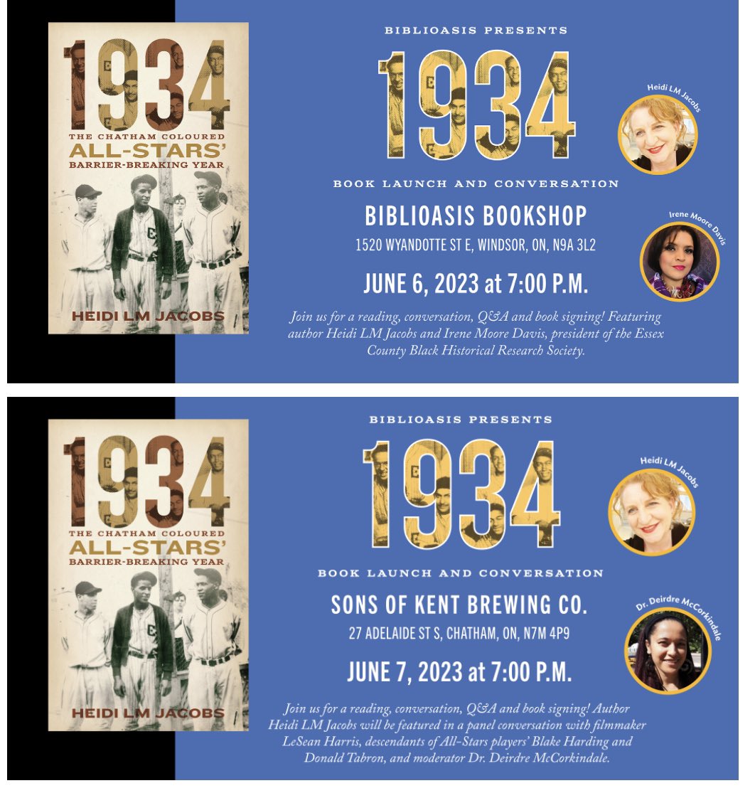 BoomerHarding's tweet image. Launches for 1934: The Chatham Coloured All-Stars’ Barrier-Breaking Year is Tuesday June 6 in Windsor and Wednesday June 7 in Chatham at @sonsofkent @biblioasis @CKBHS94