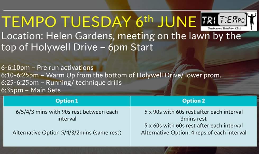 Tuesdays are run days. Note the change of location! See you tomorrow #TriTempo #running