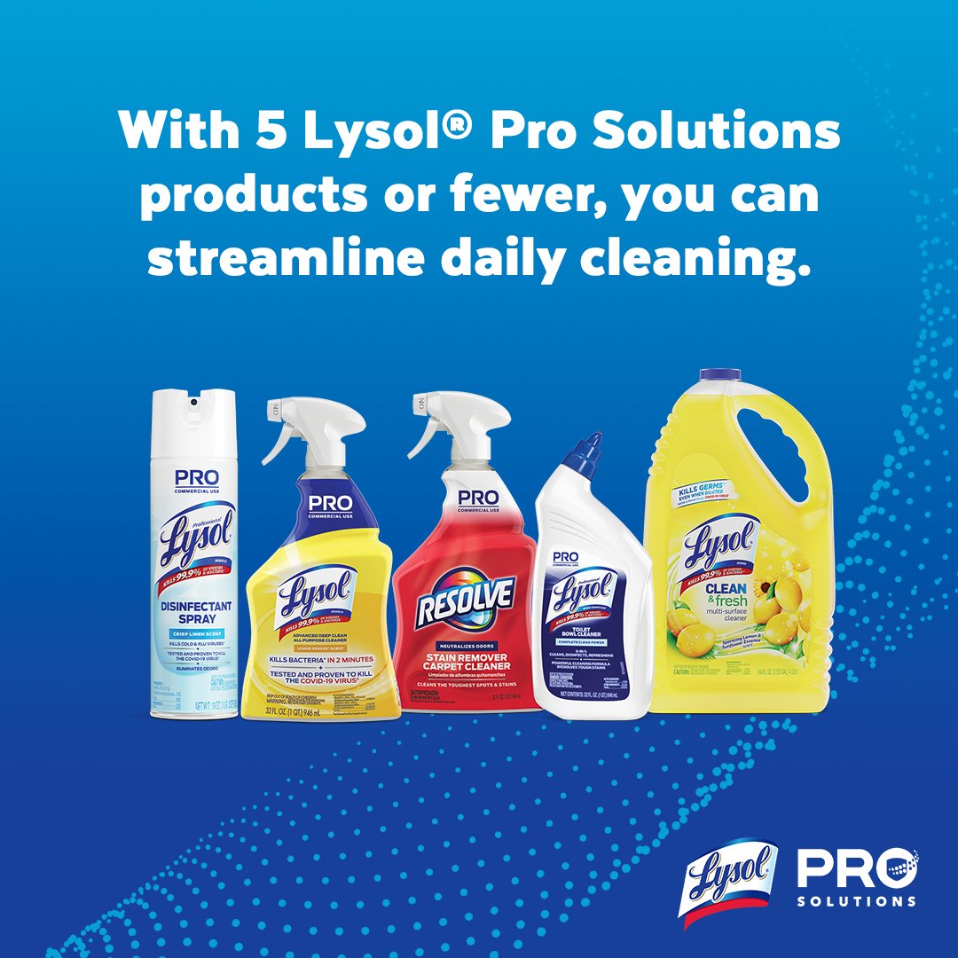 R3redist's tweet photo. Cleaning and disinfection have evolved, and so has the need to manage costs, labor, and perceptions — all at once. With 5 Lysol Pro Solutions products are effective, efficient, and easy-to-use solutions designed to work within your protocols and budget. #cleanwithlysolpro #r3 https://t.co/nNFDCtooB4