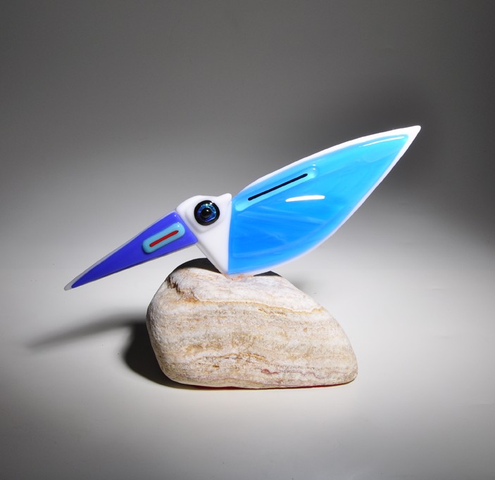 Rare Bird No. 51 by Paul Chave is ready to fly to a new roosting place. #artforthehome #inspiredbynature #birdart #glassartists #glasswork #colouredglass