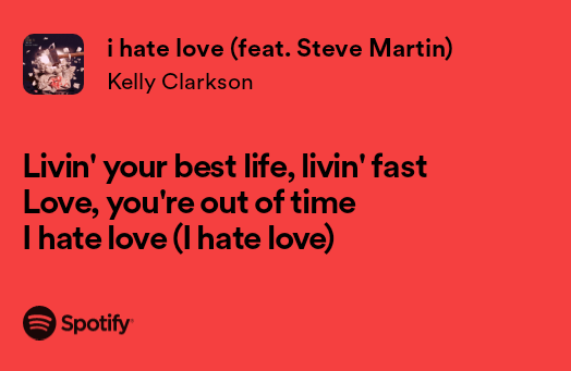 #ihatelove #kellyclarkson
#Chemistry🍷💔☀️ 

open.spotify.com/track/6LWjjMcc…