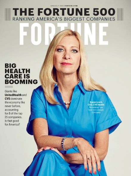 The most powerful woman in corporate history by miles is <a href="/KarenSLynch/">Karen Lynch</a> of CVS, which has > double the revenue of the next top lady, Mary Barra's GM. She's a top CEO regardless of gender. So she is the cover of our F500 issue, not our MPW issue, where she ranked no 1 last fall.