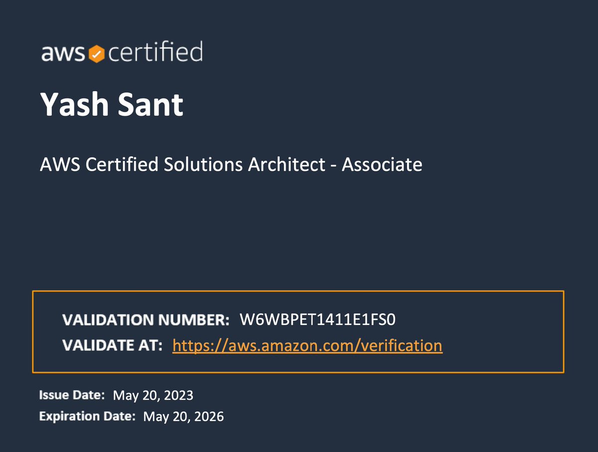 I've successfully passed the AWS Solution Architect - Associate Exam, earning my second AWS Certification! 🌟 Thrilled to continue my journey as a certified cloud professional. #AWS #CertificationAchievement #CloudArchitect 🚀