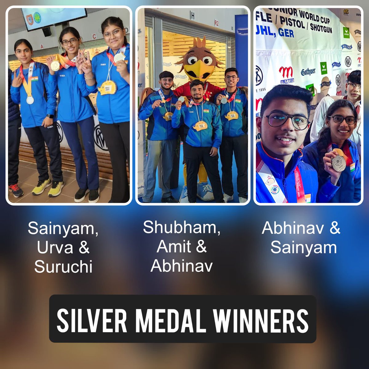 🇮🇳 On The Rise 🔝

Our talented young shooters are putting up exemplary performances, winning 6️⃣ medals at @issf_official Junior World Cup 2023, Suhl 🇩🇪  on Day 1⃣ & 2⃣

🥇Women's 10m Air Pistol 
🥇10m Rifle Mixed Team 
🥈Men's 10m Air Pistol
🥈Women's 10m Air Pistol 
🥈🥉10m Air…