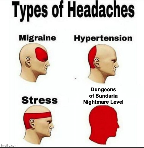 Exploring the Pain Spectrum with Dungeons of Sundaria:

#MemeMonday #RPG #Indie #DungeonCrawler #indieGame