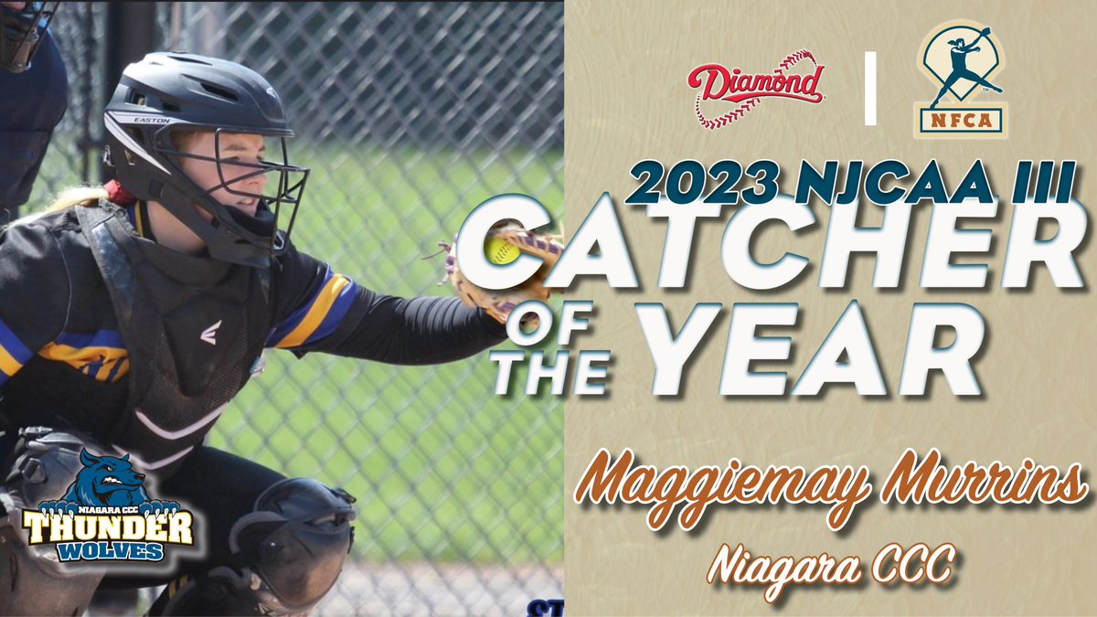 NFCAorg's tweet photo. 🚨 AWARDS ALERT: Congratulations to the 2023
@DiamondSportsCo / NFCA NJCAA Division III Catcher of the Year, @NCThunderwolves' Maggiemay Murrins! 🥎

🔗 https://t.co/uNowi9GDMg https://t.co/T4ipfplxP3