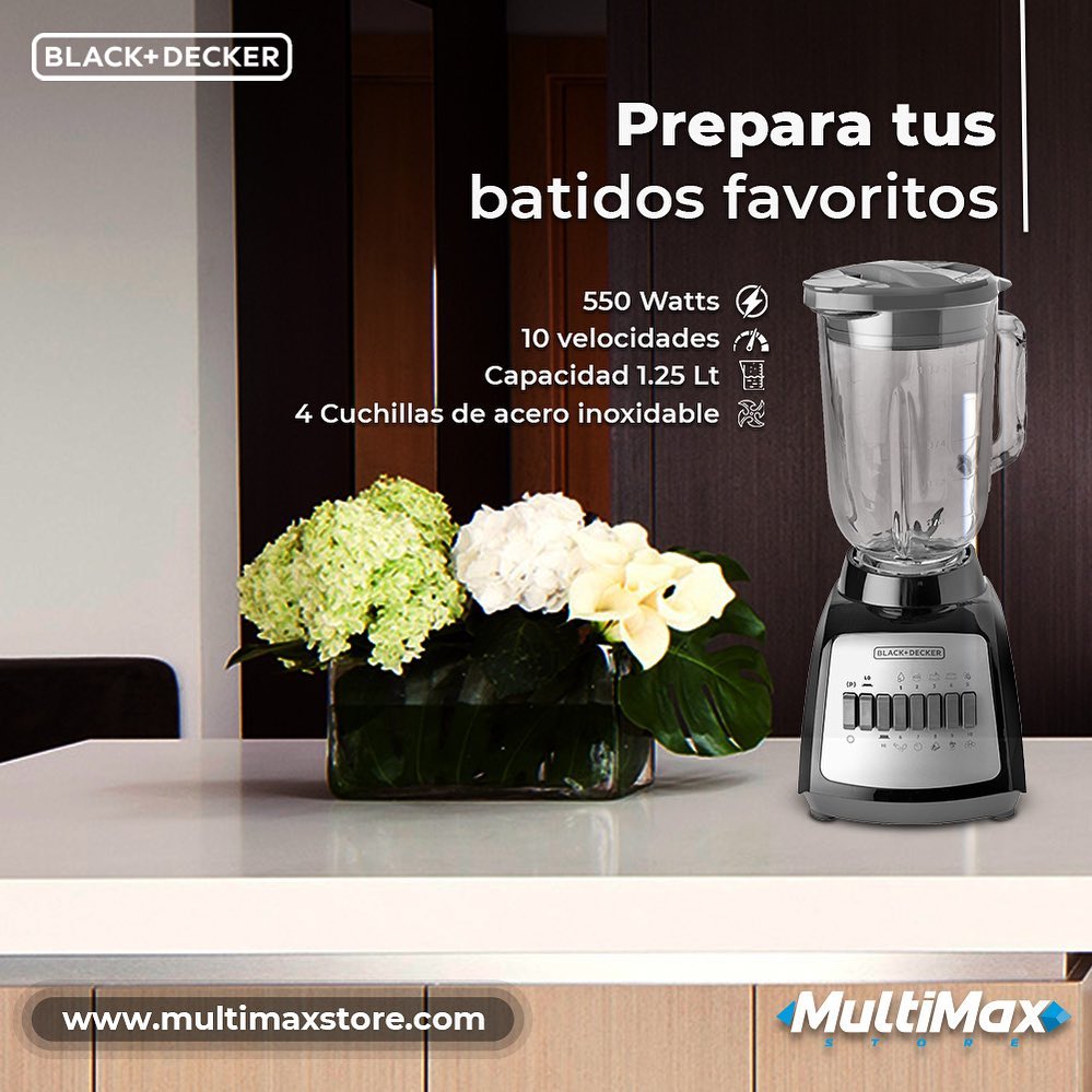 AgenciaCN's tweet image. ¡Sácale el jugo a tu fruta favorita!🍉 . Disfruta de un nutritivo y delicioso jugo o batido, con la calidad y potencia que te ofrece la licuadora Black + Decker con 10 velocidades y 550 Watts de potencia ¿Ya tienes la tuya?😎 . #MultiMaxStore #Multimarca… bit.ly/3CaDLA7