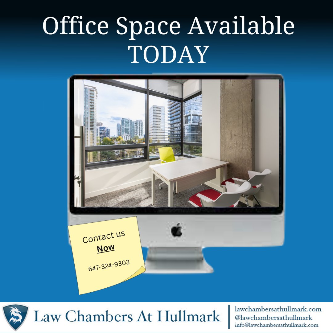 Offices available!
Book a tour today.

Email: info@lawchambersathullmark.com
Phone: 647-334-9303

#lawchambersathullmark #law #paralegals #lawyers #toronto #virtualoffice #privateoffice #construction #yongeandsheppard #experiencedlawyers #newwaytopracticelaw #officesavailable