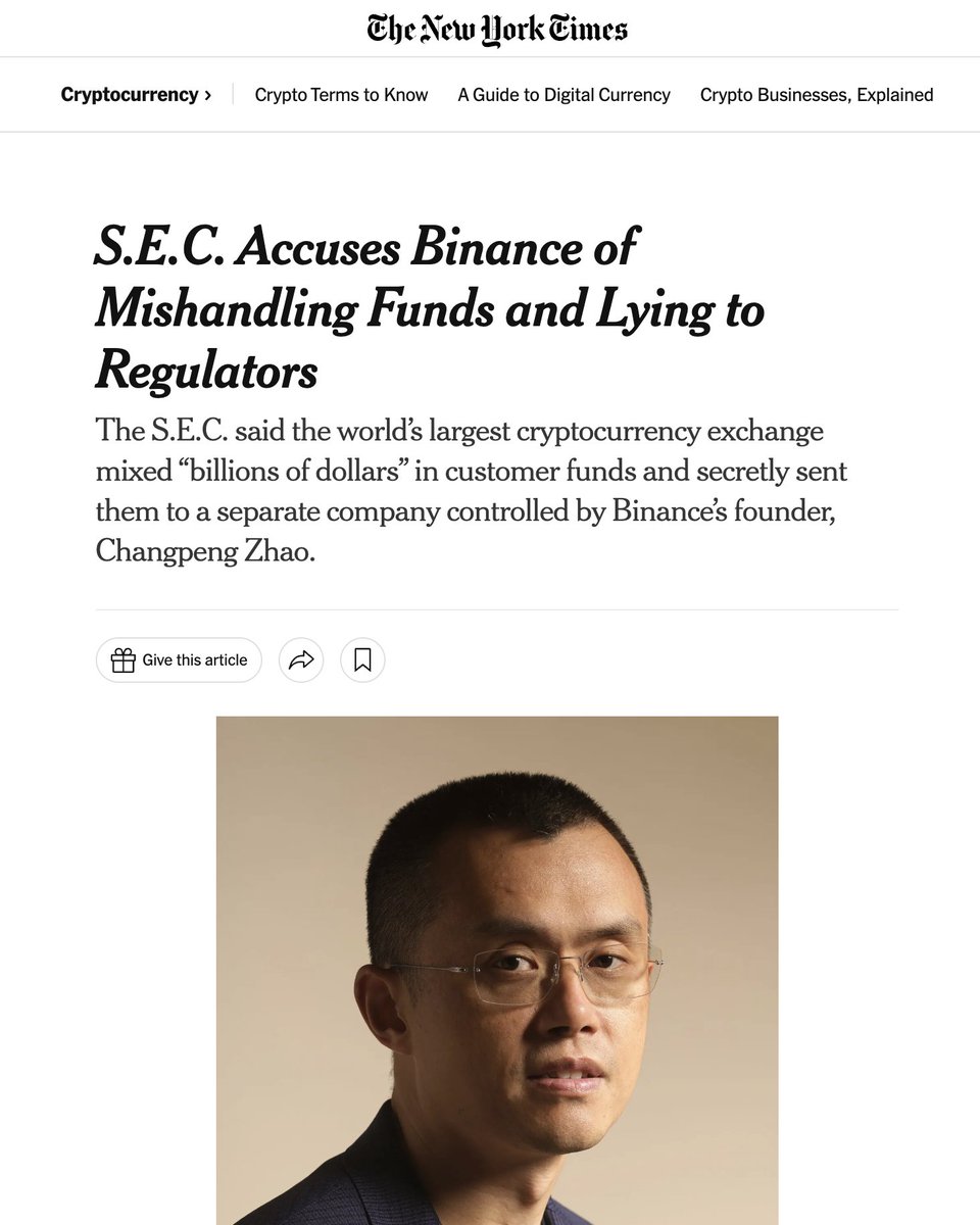 hoss_crypto's tweet image. BREAKING: Die SEC hat Binance offiziell angeklagt! 🚨🇺🇸

Die SEC gab an, dass die weltgrößte Börse &quot;Milliarden von Dollar&quot; an Kundengeldern vermischt und sie heimlich an ein separates Unternehmen geschickt hat, das von CZ, dem Gründer von Binance, kontrolliert wird. 🤯

CZ hat…