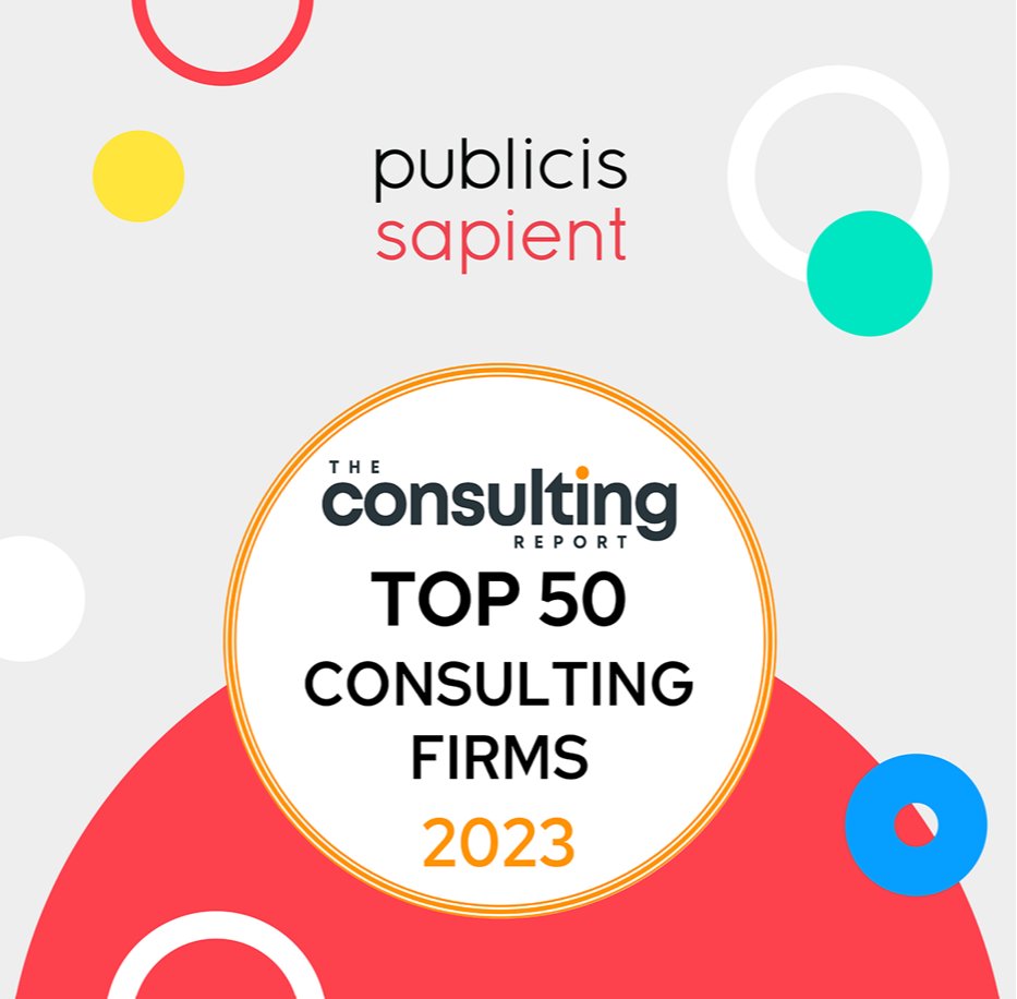 Publicis Sapient recognized as one of the Top Consulting Firms of 2023 by The Consulting Report!  reiterating that we deliver exponential value and transformative impact when partnering with clients.

#DigitalTransformation #PublicisSapient #ManagementConsulting